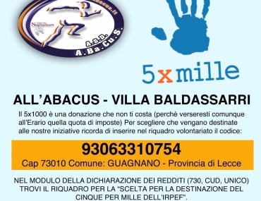 5X1000 ALL'ABACUS e scrivi: 93063310754